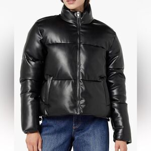 The Drop Women's Priscilla Vegan Leather Puffer Jacket NWT